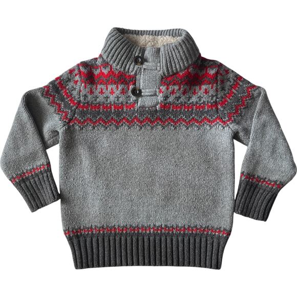 Baby GAP Sweater Boy's 4T Fair Isle Knit Christmas High Collar Comfy Grandpa - Picture 1 of 5